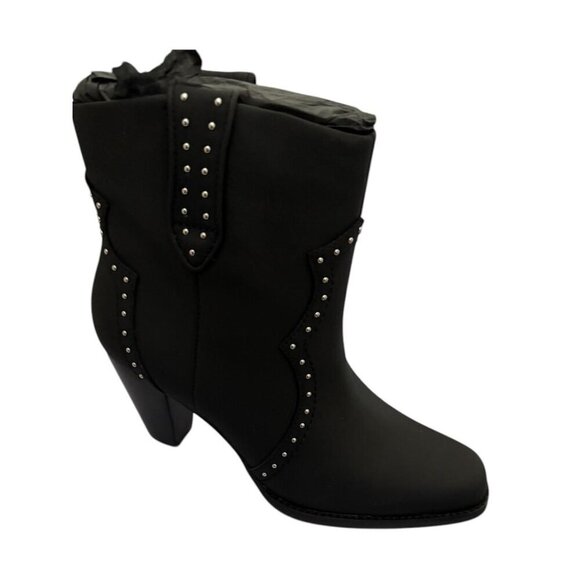 Aerosoles Womens Black Leather Lazu Studded Western Bootie Sz 7.5 New - Picture 5 of 14